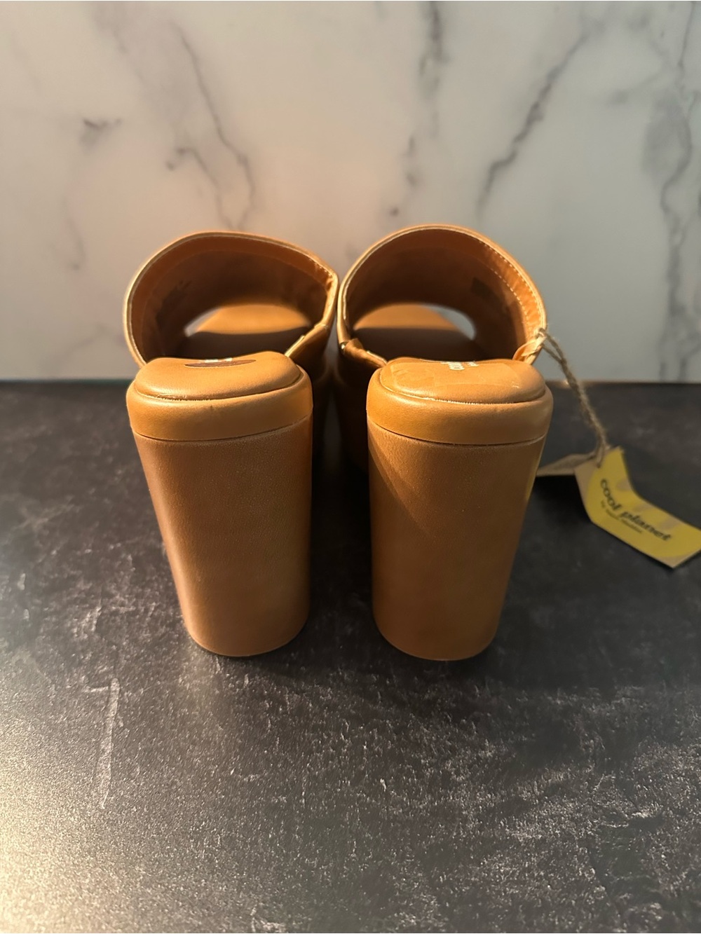 NWT Steve Madden Cognac Platform Slide Sandals - Picture 4 of 7